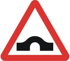 Road sign hump back bridge